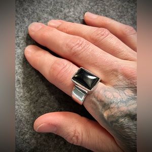 Large Black onyx sterling silver ring